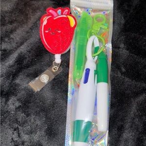 Green and White Medical Pen Set